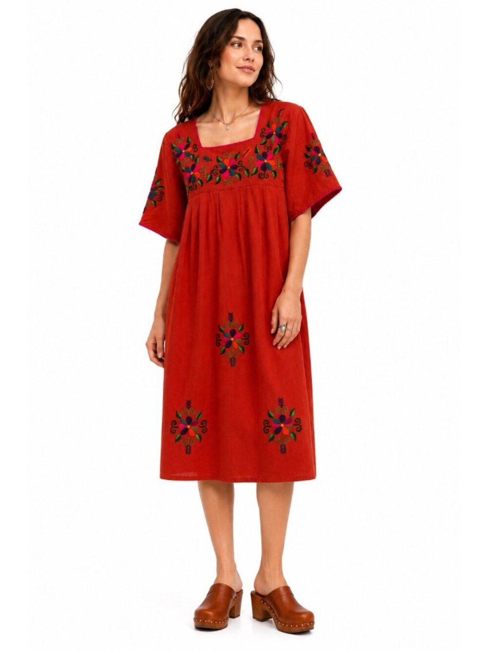 CURTIS PORTER womens M embroidered cotton dress guatemalan boho folk midi